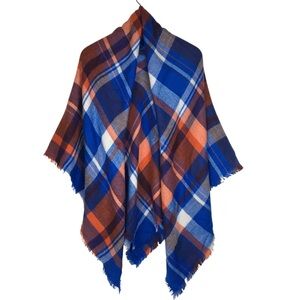 BLANKET SCARF Florida Gators Colors Tartan Plaid Fringe Oversized Orange Blue